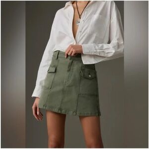PAIGE Jessie Cargo Mini Skirt Vintage Ivy Green High Rise Utility NWT Size 28